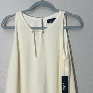 Lulus Near Or Bar Cream Shift Dress Nwt Woman's Size Medium Spring thumbnail 4
