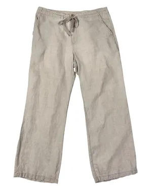 VTG GAP 100% Linen Pants Women's Wide Leg Drawstring Trousers Beige Tan Size 10‎ thumbnail 1