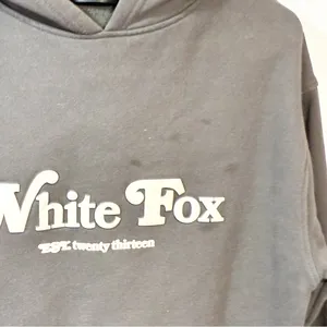 White Fox Twin Flame Heart Hoodie Sweatshirt Size XS/S Dark Grey Pullover thumbnail 4