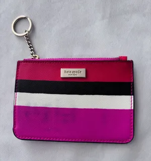 Kate Spade New York Multicolor Stripe Saffiano Leather Card Holder Wallet Pouch thumbnail 1