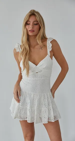 American Threads Liliana Lace Mini Dress white thumbnail 1