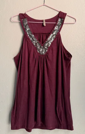 Vanity Sequin Y2K Dark Purple Top XL thumbnail 1
