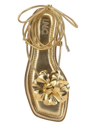 NEW INC Int'1 Concepts Glima Flower Ankle Wrap Sandals Gold Size 7.5 thumbnail 2