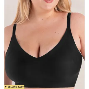 Shapermint Large Black Essential Smoothing Comfort Wireless Bra 13402 Stretch thumbnail 1