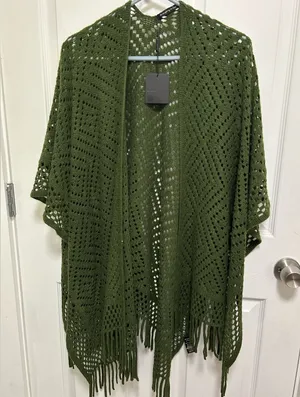 Forest Green Knit Fringe Cardigan thumbnail 1