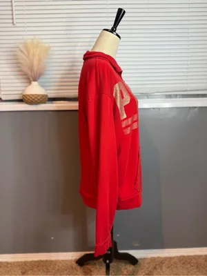 PINK Victoria’s Secret Red Quarter Zip Sweatshirt Medium thumbnail 5