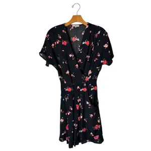 FRNCH Paris Dress Women Small Black Red Floral‎ Print Fit And Flare Mini Boho thumbnail 3