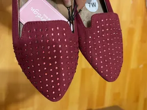 Women's Burgundy Pointed Studded Loafers NEW thumbnail 4