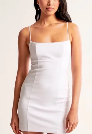 Abercrombie & Fitch White Square Neck Open Back‎ Spaghetti Strap Mini Bodycon thumbnail 1