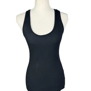 Active Basic Tank Top Womens Small‎ Black Ribbed Racerback Scoop Neck Stretch thumbnail 3