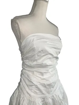 MORE TO COME Emah Mini Dress in White Medium New Womens Ruched thumbnail 5