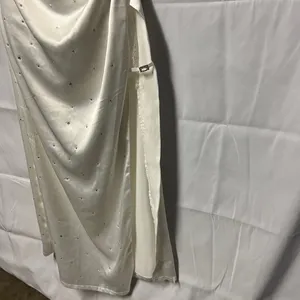 Women's Rhinestone Cream Lace Halter Maxi Dress Size Small thumbnail 12