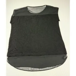 Ann Taylor Black Sheer‎ Panel Mixed Media Sleeveless Top Blouse Career Work L thumbnail 4