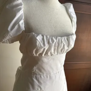 ZARA | White Eyelet Puff Sleeve Lace Up Back Mini Dress | Large thumbnail 4