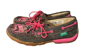 Twisted X Neon Pink Aztec Print Women’s 8.5M Boat Driving Mocs Loafers Shoes thumbnail 1