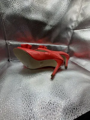Cato Red High Heels Peep Toe Pumps with Bow Detail Size 7M thumbnail 4