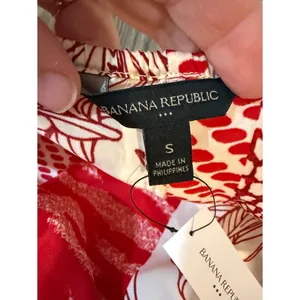 NWT Banana Republic Red White Mixed Print Halter Maxi Dress Tie Neck S Resort thumbnail 10