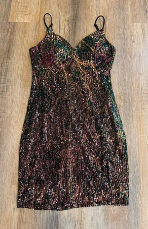 City Studio Multicolor Sequin Bodycon Mini Dress juniors size 7 thumbnail 1