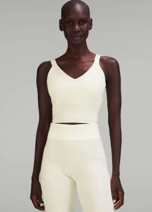 Lululemon Like new Lemon Sorbet Ribbed Knit Cropped Tank Top thumbnail 1