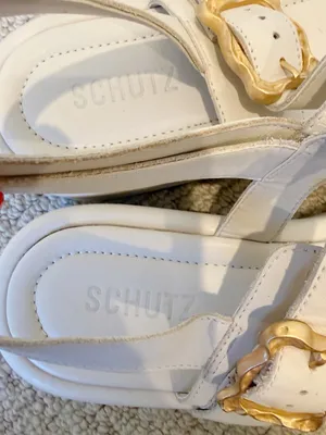 SCHUTZ Wavy Flatform Ankle Strap Buckle Platform Sandals in Cream‎ size 8 thumbnail 6
