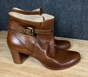 Rive Gauche Firenze Brown Leather Buckle Ankle Boots Made in Italy Size 39 thumbnail 1