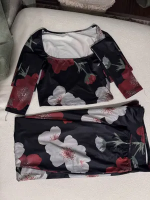 SheIn Floral two piece long sleeve and skirt set thumbnail 1