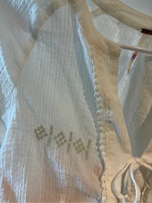 Free people White boho bohemian Tie-Front Blouse with embroidery details thumbnail 4