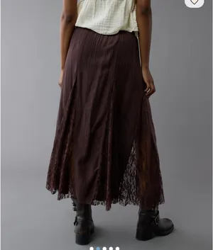 american eagle brown high waisted lace detail maxi skirt thumbnail 2