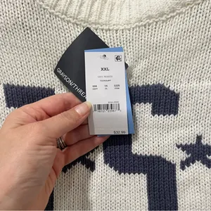 NEW Grayson Threads USA Graphic‎ Sweater Off White Cropped Crop Knit XXL thumbnail 5