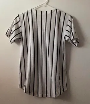 Tumblr Style Striped Baseball Shirt White Size 14 thumbnail 2