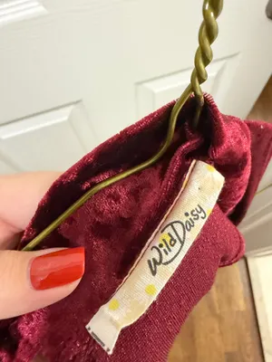 Wild Daisy Maroon velour high neck short shift dress thumbnail 3