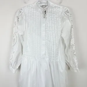 Madewell Pintucked Eyelet Mini Dress Boho Cotton Cottagecore White XXS NWT thumbnail 8