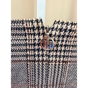 Tommy Hilfiger Glen Plaid Faux Leather Trim Sheath Dress Brown Orange Size 14 thumbnail 6