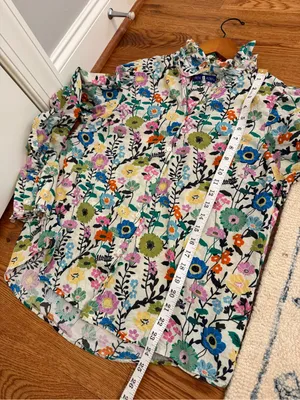Ro's Garden Long Sleeve Button Front Blouse Top in "Botanic Multi" print Size M thumbnail 8