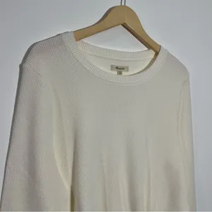 New Madewell Ribbed‎ Long Sleeve Knot-Front Top Ivory XXL Minimalist Casual thumbnail 3
