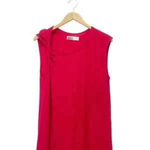 Free People Beach Drew Tee Dress Barbados Cherry Red Twist Sleeve Midi Sz Small thumbnail 6