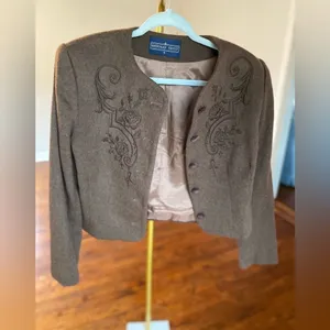 Herman Geist Wool Embroidered Blazer Old Money Royalcore Heritage Quiet Luxury thumbnail 4