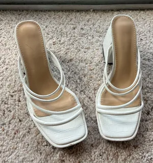 White strappy block heels Size 7 thumbnail 1