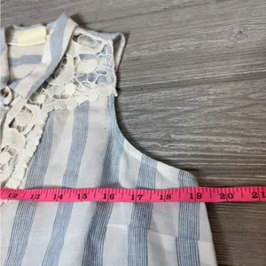 Anthropologie Maeve Edinboro Linen Top blue white‎ sz M thumbnail 9