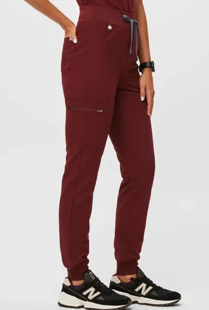 FIGS High Waisted Zamora Jogger Scrub Pants burgundy size large nurse scrubs pant thumbnail 11