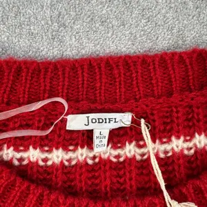 Jodifl Striped Oversize Knit Sweater Women's Large Red/White Crew Neck New thumbnail 4