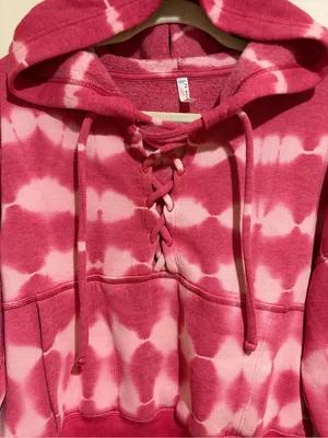 Free People Movement Pink Believer Lace Up Cropped Pullover Hoodie Sweatshirt XS thumbnail 6
