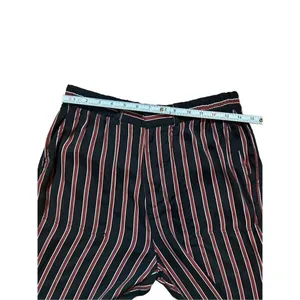 ANTHROPOLOGIE Striped Silky Tie Joggers in Black/Red‎ sz small thumbnail 9