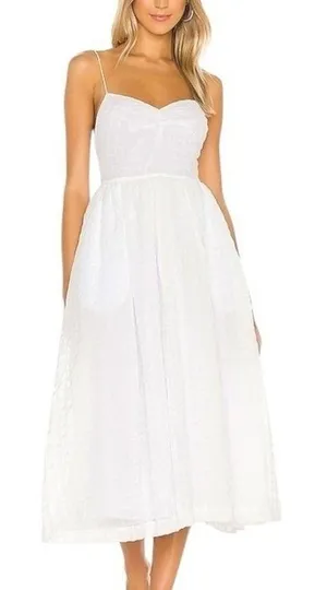 NWT Revolve‎ L'Academie The Marie White Midi Dress Pockets Bridal Size Medium thumbnail 1