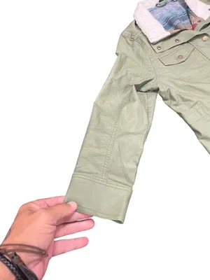 LL Bean wms olive green sherpa collar plaid lined field jacket sz M SKU 10-782 thumbnail 6