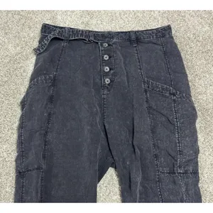 Free People Desert Daze Harem Pants Washed Denim Button Fly Cargo Size 4 thumbnail 5