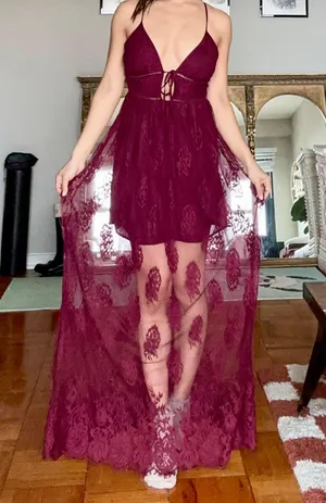 Lace Maxi Dress Purple thumbnail 3