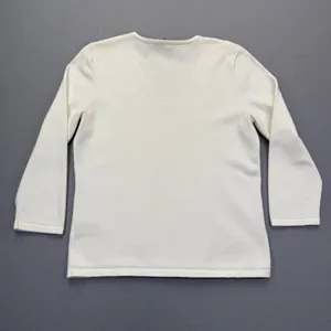 Lauren Ralph Lauren Womens Cream‎ V-Neck Cotton Blend 3/4 Sleeve Sweater Size S thumbnail 8