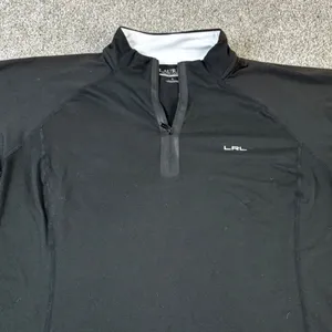 Lauren Ralph Lauren‎ Active Black Short Sleeve Zip Golf Athletic Top - L thumbnail 1