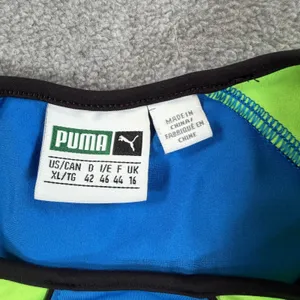 PUMA Women's XL Activewear Crop Top Blue Neon Green Racerback Athletic Workout thumbnail 2